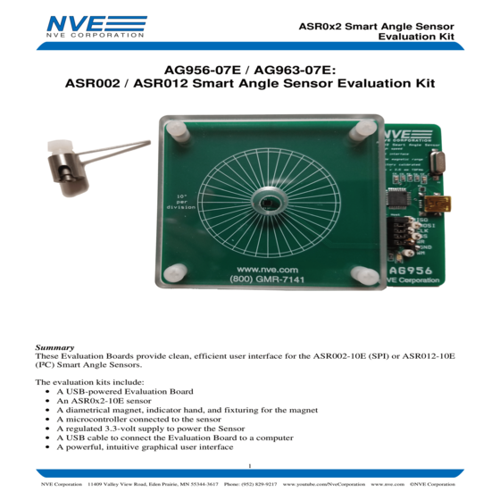 角度晶片開發應用套件 AG956-07E ASR002-10E Smart Angle Sensor Evaluation Kit