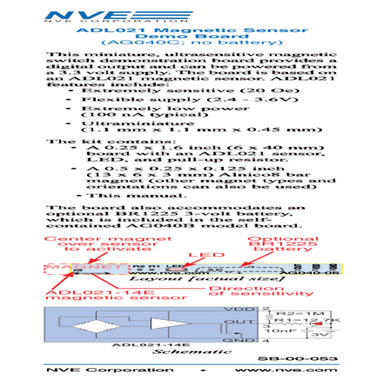 外部電源磁感測套件 AG040C ADL021 Externally-Powered Nanopower Sensor Evaluation Board